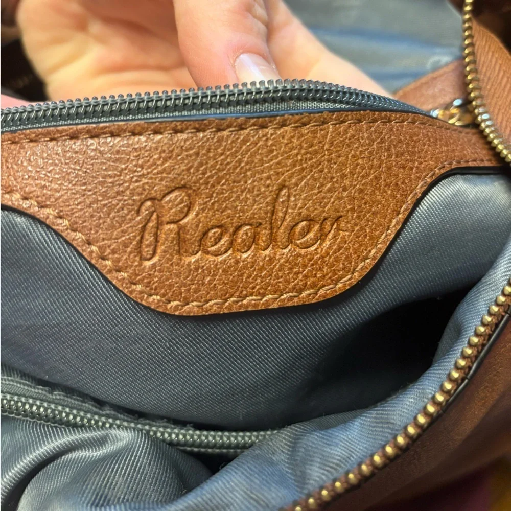Elegant REALER Tan Vegan Leather Hobo Crossbody Bag